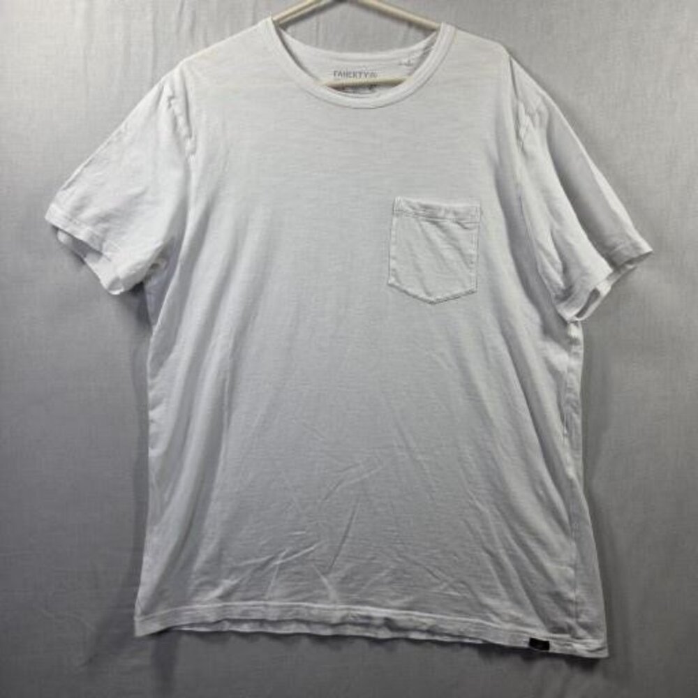 Faherty Shirt Mens XL White Sunwashed Organic Cotton Pocket Tee Casual Crewneck